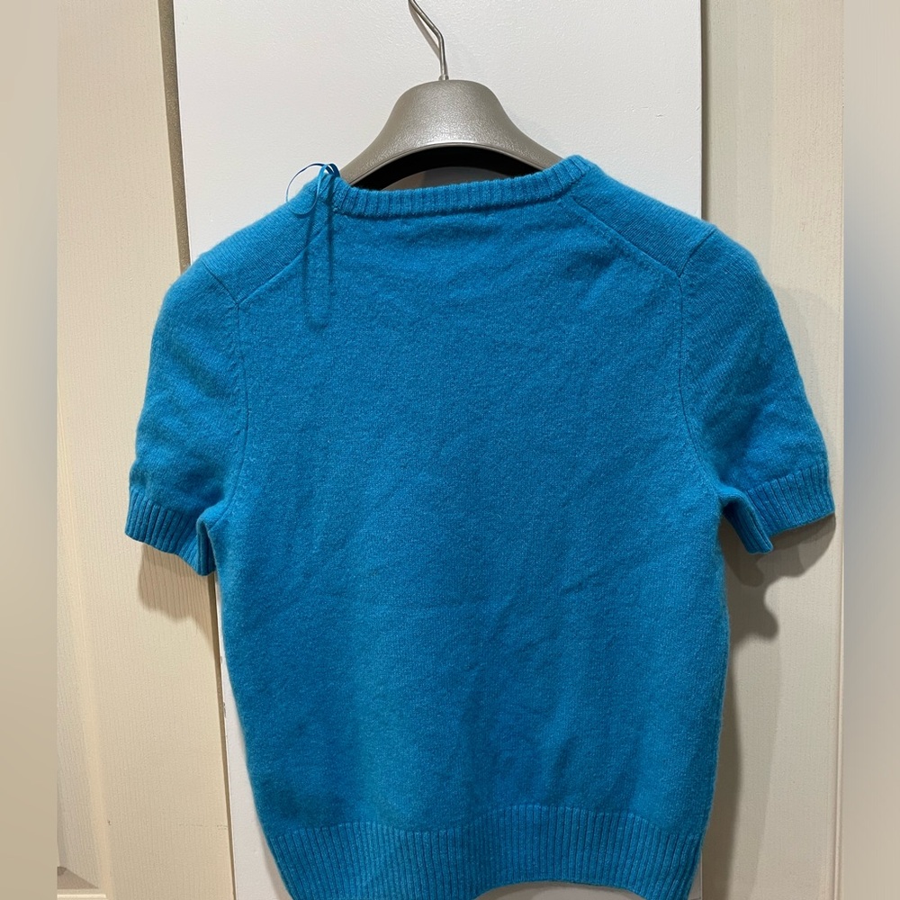 Zara turquoise 100% wool short sleeve top size small - Picture 5 of 5